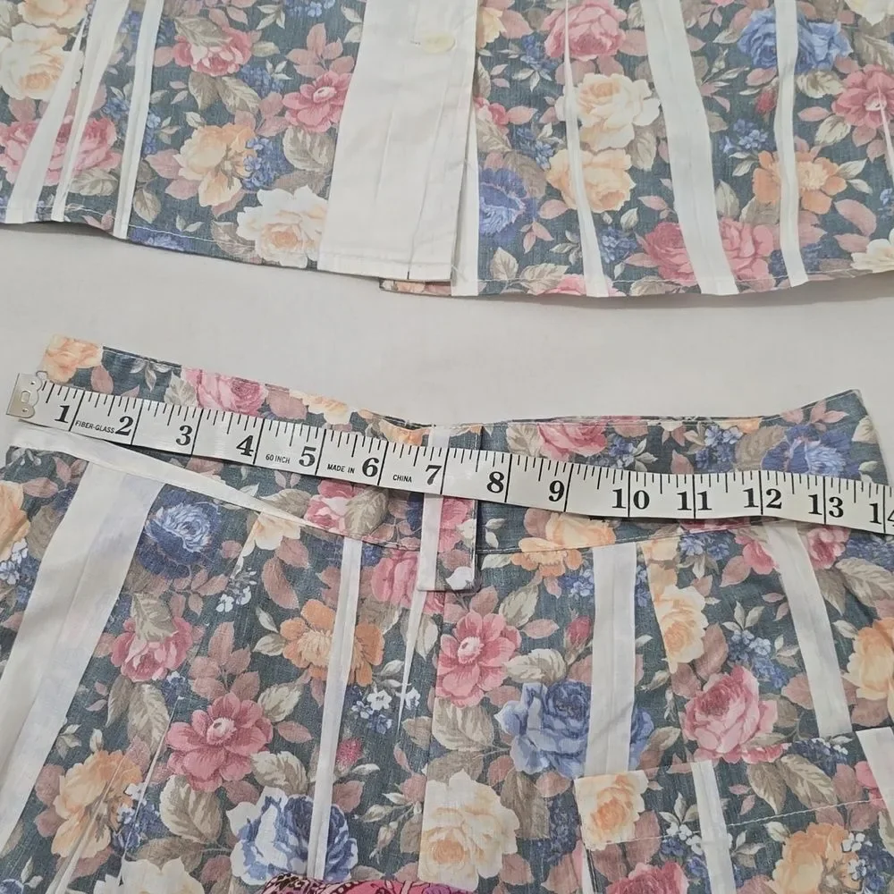 HOWARD WOLF.‎ VINTAGFloral Two-Piece Top and Skort Set in Blue, Pink, Cream 8/10
